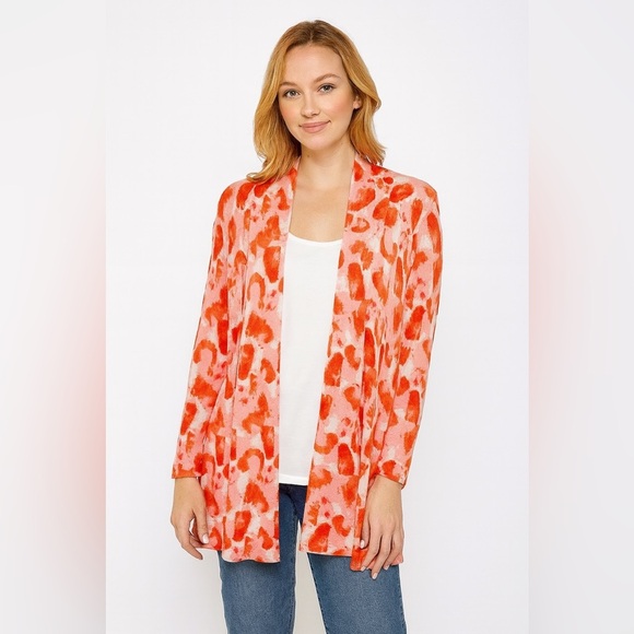 Neiman Marcus cashmere collection coral open front cardigan size XS lightweight - Picture 1 of 7